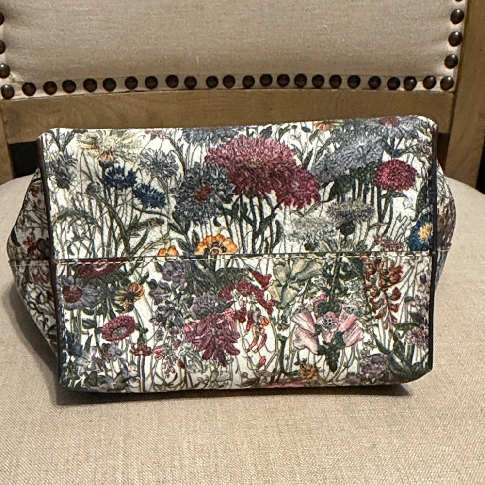 Tory Burch Floral Cosmetic Pouch in Cream, Brown, Blue, Pink